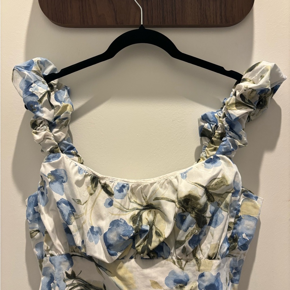 Abercrombie & Fitch Blue and Green Floral Tank Top